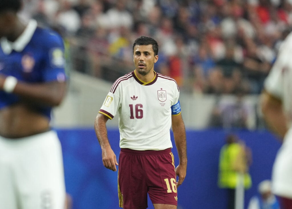 Rodri playing for Spain.