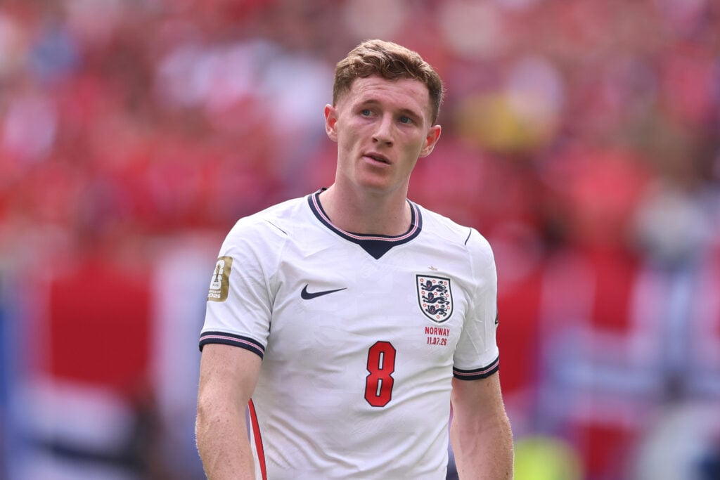 Elliot Anderson playing for England.