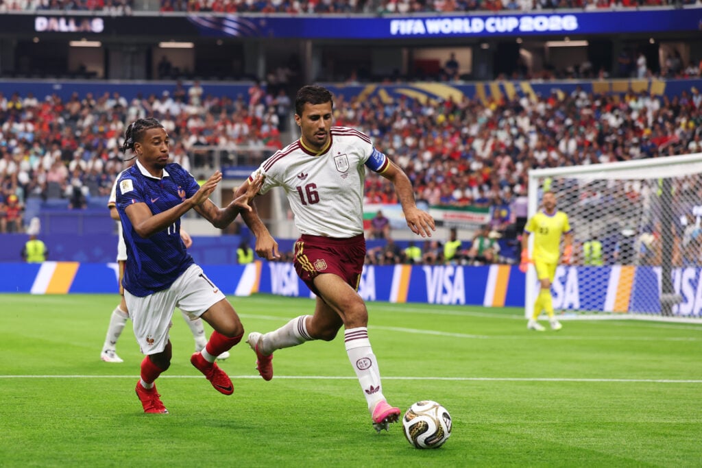 Rodri playing for Spain.