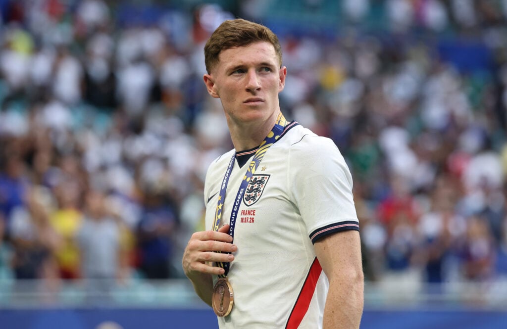 Elliot Anderson playing for England.
